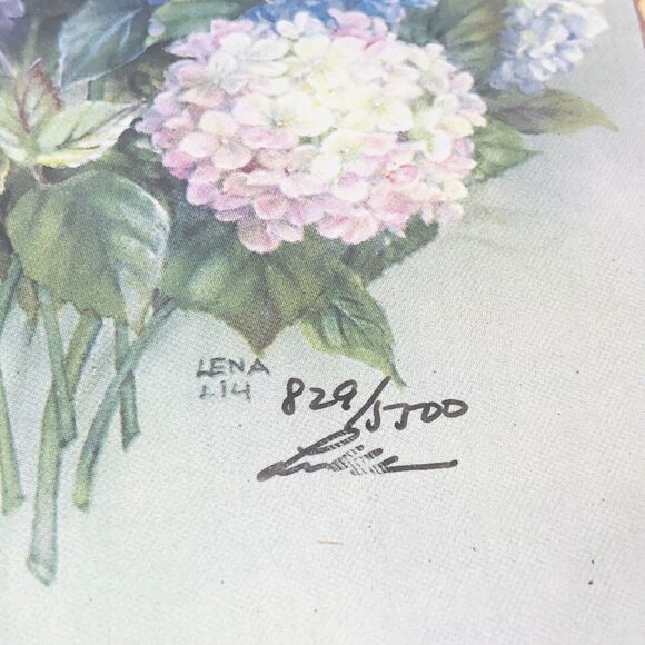 Lena Liu Art Tile Lot 2 Signed Limited Floral Iris Hydrangea Bouquet Numbered - Picture 5 of 10